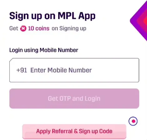 Mpl app Sign up