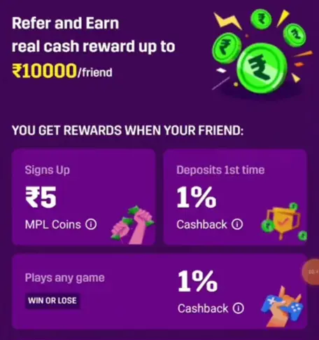 Mpl app Refer And Earn 
