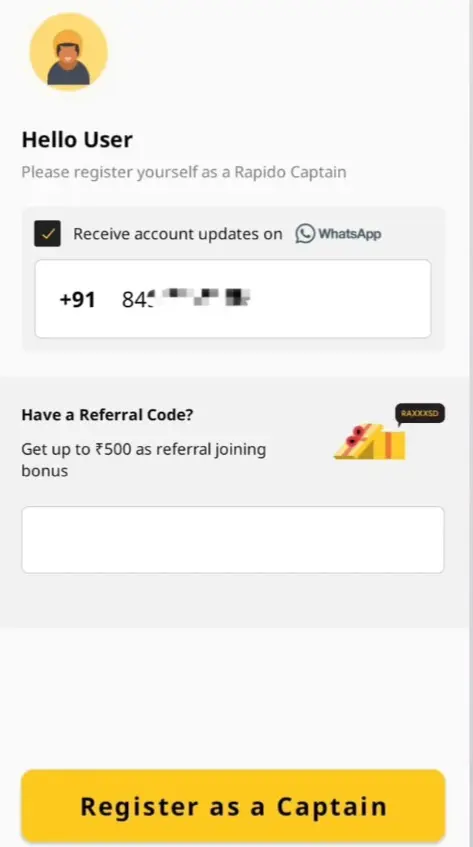 Rapido Captain Account
